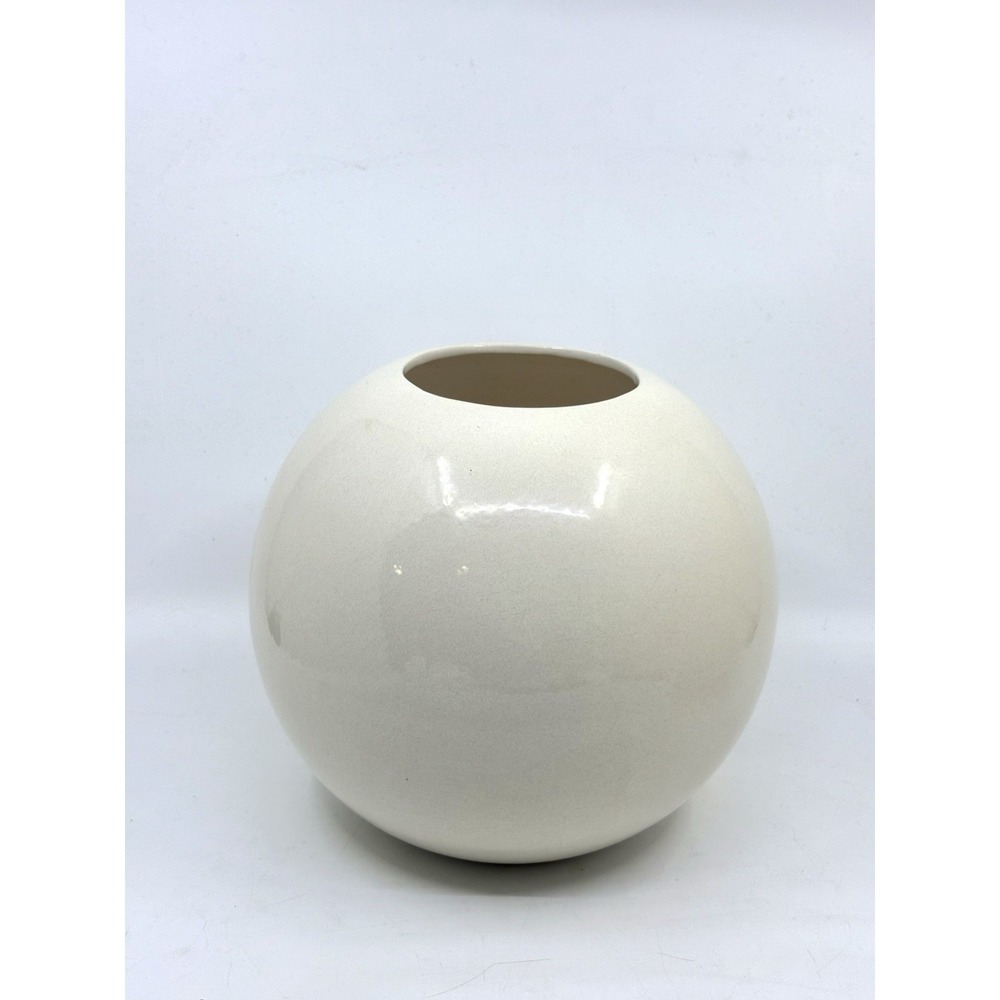 Vintage Royal Haeger WHITE Orb Ball Round Vase Pottery Vase #4306 C. 1980's Read
